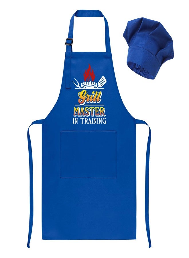 XLSXEXCL Kids Apron and Chef Hat Set, Funny Apron Adjustable Child Aprons Chef in Training Kitchen Aprons for Boys and Girls for Cooking, Baking, Painting, Training (Blue) - Image 1